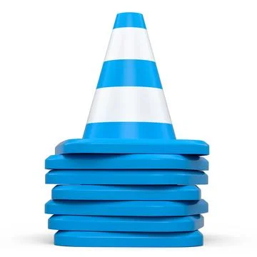 Set of traffic cones for under construction road work on white background. Stock Illustration
