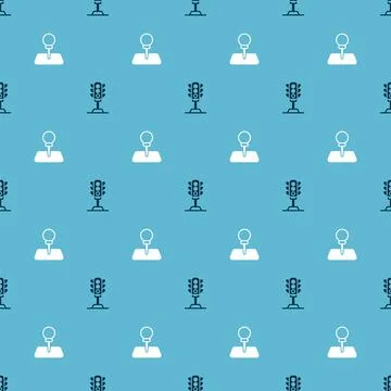 Set Traffic light and Push pin on seamless pattern. Vector Stock Illustration