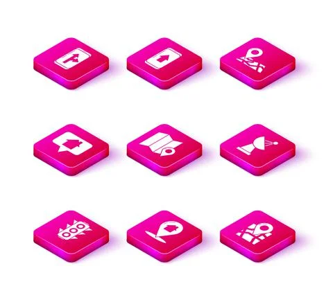 Set Traffic light, Map pointer with house, Folded map location marker, Radar イラスト素材