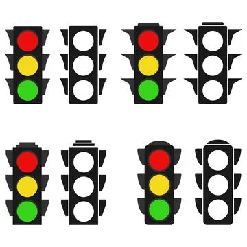 Set of traffic light vector illustrations isolated on a white background Stock Illustration
