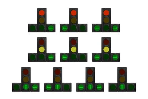 Set of traffic lights. Illustrazione stock
