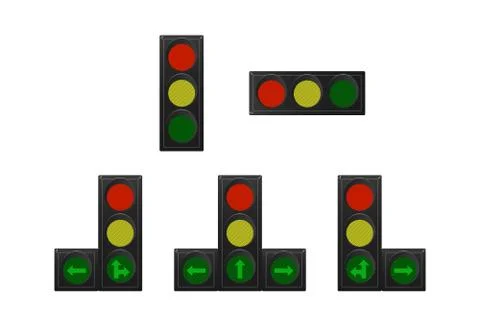 Set of traffic lights. Illustrazione stock
