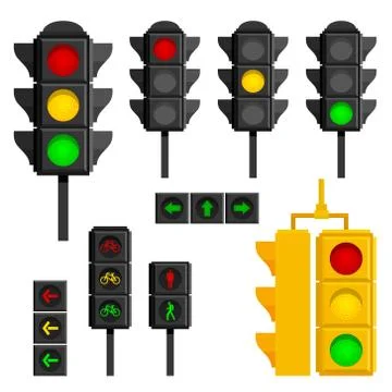 Set of traffic lights isolated on white background Stock Illustration