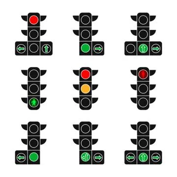 Set of traffic lights isolated on white background Stock Illustration