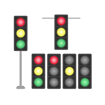 Set of traffic lights isolated on white background. Set of traffic lights ... Foto stock