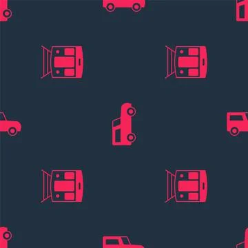 Set Train and railway and Car on seamless pattern. Vector Illustrazione stock