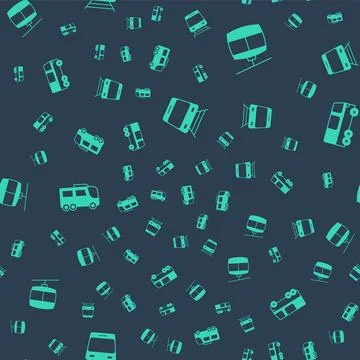 Set Train and railway, Cable car, Bus and  on seamless pattern. Vector イラスト素材