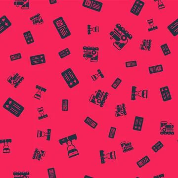 Set Train conductor, QR code ticket train, Road traffic signpost and Vintage Stock Illustration