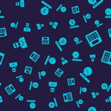 Set Train conductor, station board, Toilet and clock on seamless pattern. Vector Stock Illustration