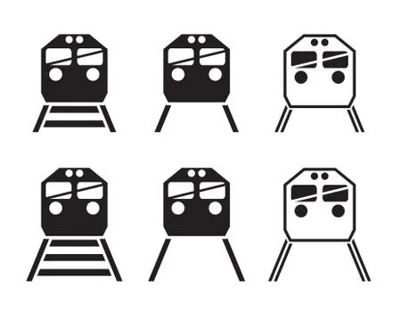 Set of train icon in silhouette Stock Illustration