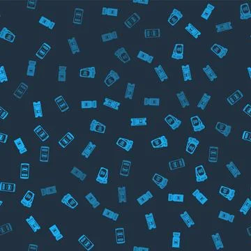 Set Train ticket, Museum, Bus and Online car sharing on seamless pattern. Vec Illustrazione stock