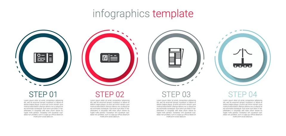 Set Train ticket, QR code train, News and Railway. Business infographic template Stock Illustration