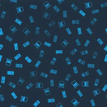 Set Train, ticket, Ticket and Bus on seamless pattern. Vector Stock Illustration