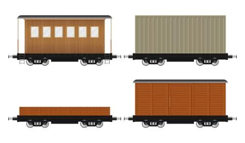 Set of train wagons vector illustration isolated on white background Stock Illustration
