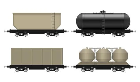 Set of train wagons vector illustration isolated on white background Stock Illustration