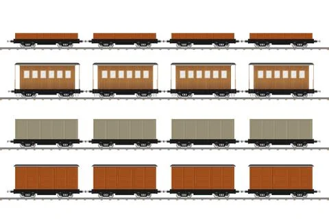 Set of train wagons vector illustration isolated on white background Stock Illustration