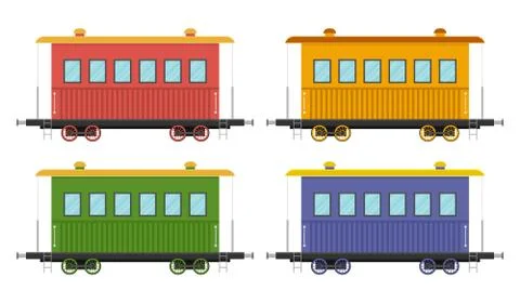 Set of train wagons vector illustration isolated on white background Stock Illustration