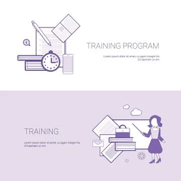 Set of Training Program Banners Business Concept Template Background With Copy 스톡 일러스트
