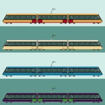 Set of tramtrains Stock Illustration