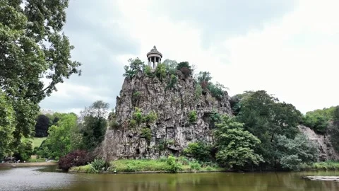 Set by a tranquil lake, this video showcases a charming island Stock Footage 314108638