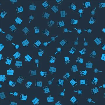 Set Translator book, Learning foreign languages, Magnifying glass and Briefcase Stock Illustration