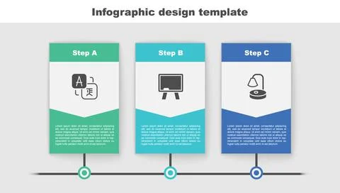 Set Translator, Chalkboard and Table lamp. Business infographic template. Vector Stock Illustration