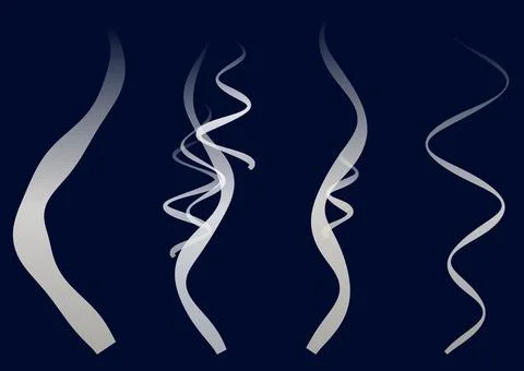 Set of translucent wavy vapor trails on deep navy background for creative g.. Stock Illustration