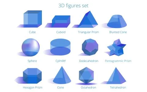Set of transparent 3D primitives, realistic vector illustration Stock Illustration