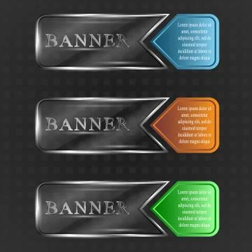 Set of transparent banners with colored elements Stock Illustration