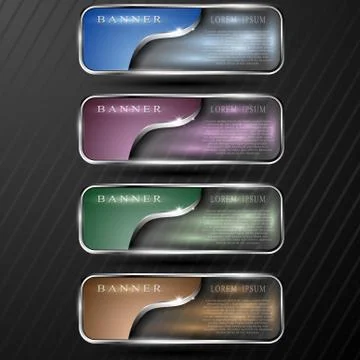 Set of transparent banners with colored elements Stock Illustration