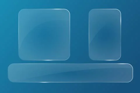 Set of transparent banners with reflections and highlights on blue background 스톡 일러스트