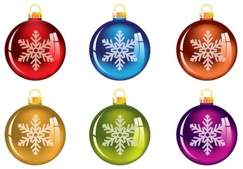 Set of transparent christmas tree decorations Stock Illustration