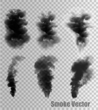 Set of transparent clouds and smoke. Vector. Stock Illustration