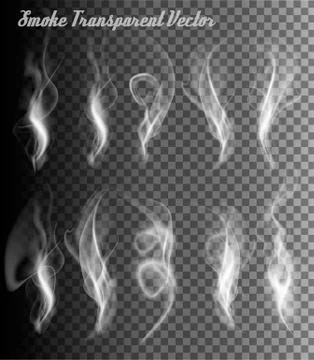 Set of transparent clouds and smoke. Vector. Stock Illustration