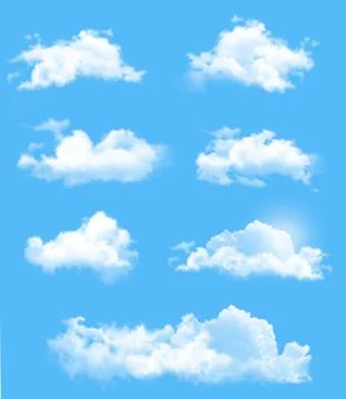 Set of transparent different clouds. vector. Illustrazione stock