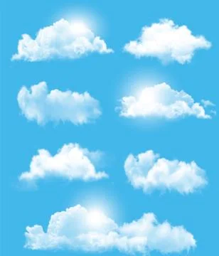 Set of transparent different clouds. vector. Stock Illustration