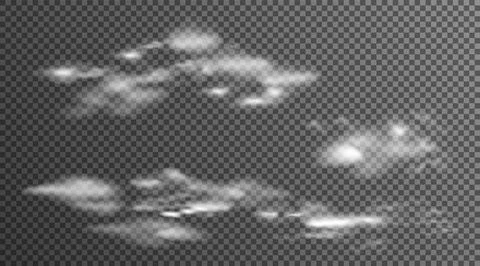 Set of transparent different clouds, vector illustration. Cloud vector 스톡 일러스트