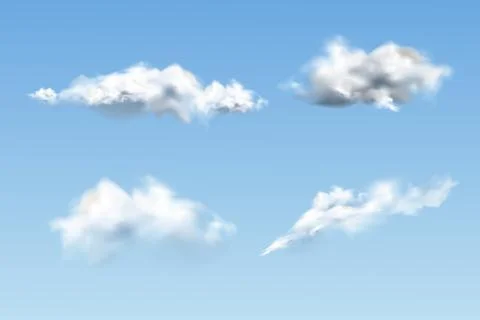 Set of transparent different clouds. Vector illustration EPS 10 Stock Illustration
