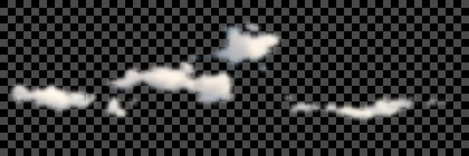 Set of transparent different white clouds. Vector Stock Illustration