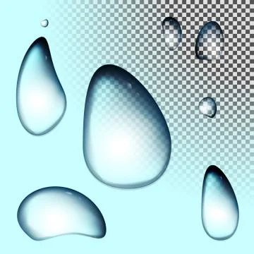 Set transparent drops water Stock Illustration