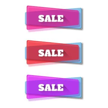 Set of transparent geometric vector banners on the sale theme. Stock Illustration