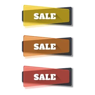 Set of transparent geometric vector banners on the sale theme. Illustrazione stock