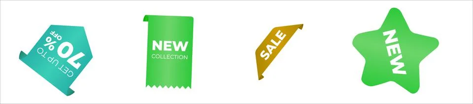 Set of transparent geometric vector banners. Price tags vector collection Stock Illustration