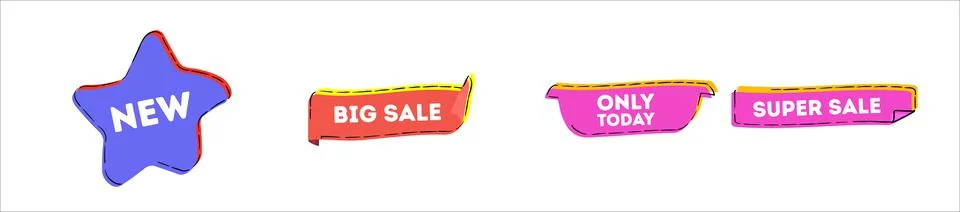 Set of transparent geometric vector banners. Price tags vector collection Stock Illustration