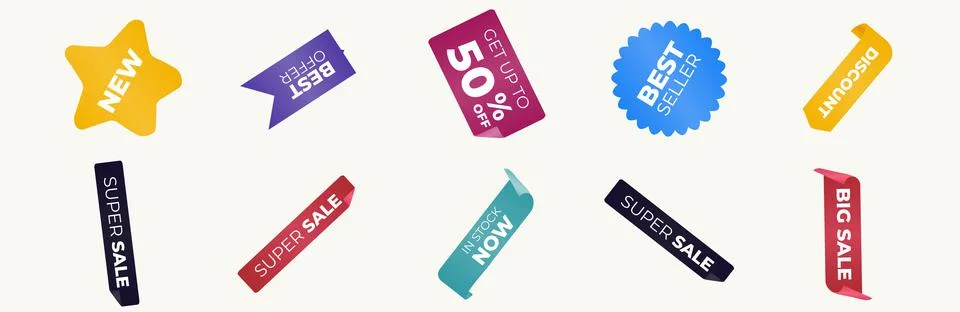 Set of transparent geometric vector banners. Set ribbon banner. Ribbon sale Illustrazione stock