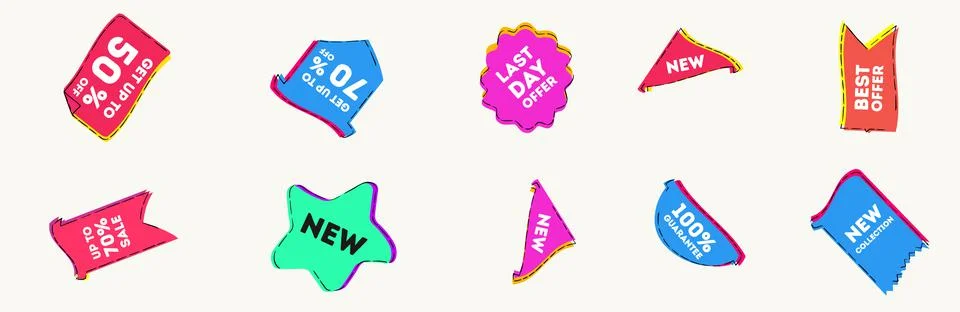 Set of transparent geometric vector banners. Set ribbon banner. Promotional sale Illustrazione stock
