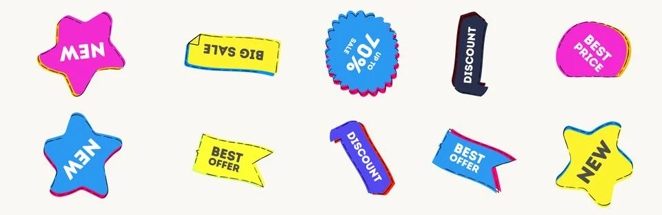 Set of transparent geometric vector banners. Special offer or shopping discount Stock Illustration