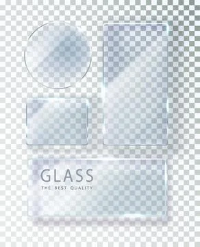 Set of transparent glass banners. Vector glass plates with place for Stock-Illustration