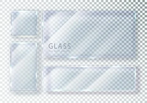 Set of transparent glass banners. Vector glass plates with place for Stock-Illustration