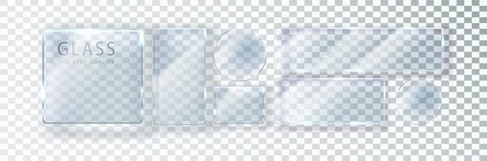 Set of transparent glass banners. Vector glass plates with place for Stock Illustration